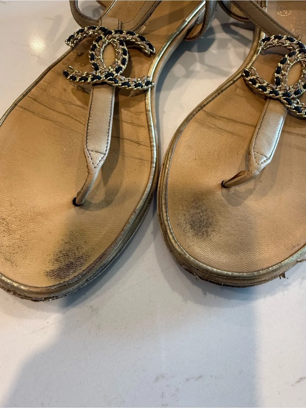 Chanel 2019 Interlocking CC Sandals Size 37C